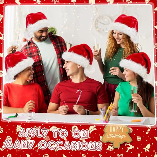 Image of Vicenpal 20 Pcs Santa Hats Bulk for Adults, Red White Black, Classic