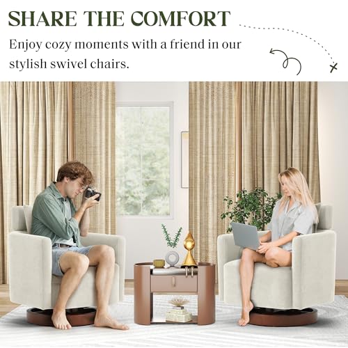 Sillón Giratorio Plegable Beige miniatura 3