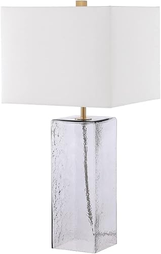Miniatura 3 de SAFAVIEH Lighting Collection Memris - Lámpara de mesa de cristal gris contemporánea costera de 28 pulgadas bombilla LED incluida