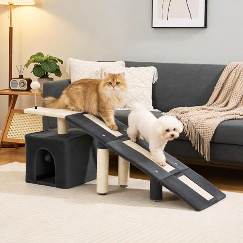 Rampa para gato HOMBYS con juguete y postes rascadores miniatura 3