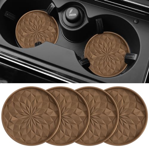 Image of ME.FAN Car Coasters for Cup Holders [4 Pack] - 2.75In Silicone Auto Mug Mats - Universal Non-Slip Recessed Car Interior AccessoriesCoffee