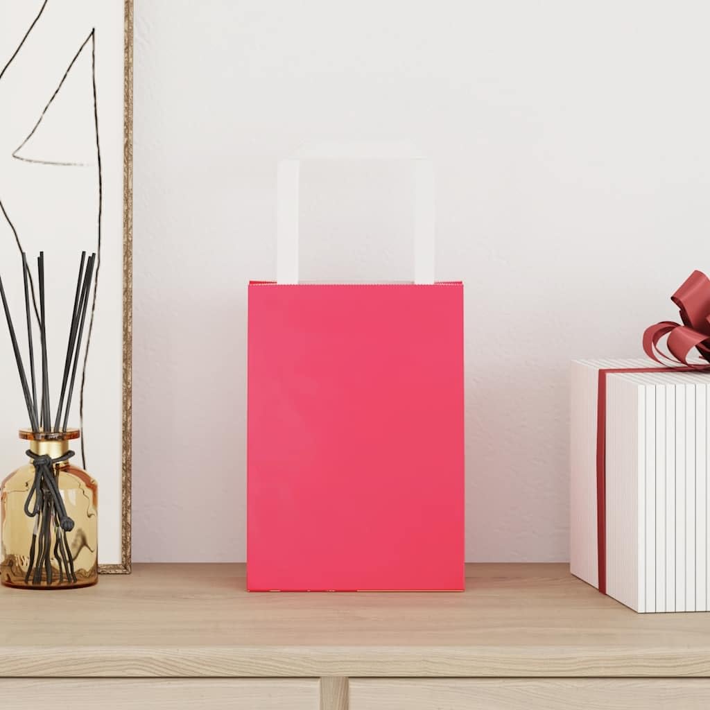 Bolsas de papel 250 piezas con asas rosa 15 x 8 x 21 cm