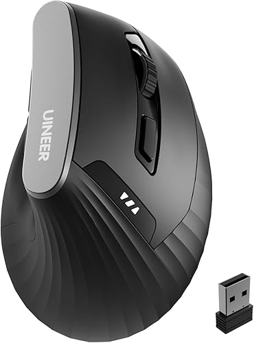 Uineer Ratón ergonómico de 2.4 G Ratón vertical inalámbrico para computadora con 4 niveles de DPI ajustables, diseño ergonómico para manos SM,