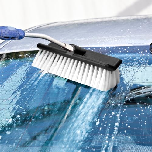 Image of QWORK Soft Bi-Level Nylon Wash Brushes - 10 inch inch Ergonomic High-Durability Brush for Cars, Boats, Outdoor Furniture - Non-Abrasive, and Versatile, WD31937