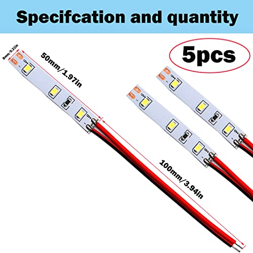 RUNCCI-YUN 5pcs 12V ~ 18V SMD 3-LED model railway led lighting,model train lights for lego led lights n gauge model railways oo gauge lights model train lights 10cm (Length)(white light) - Image 2