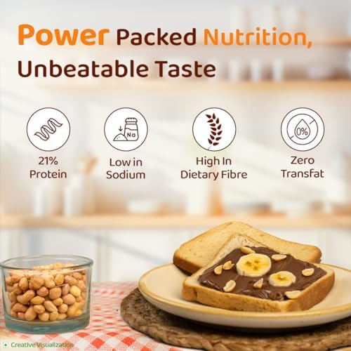 Image of Sundrop Peanut Butter with Chocolate | Crunchy | 500 grams | With 21% Protein | 6.4% Dietary Fibre | Premium Roasted Peanuts | Great Value Per Gram of Protein I Low in Sodium (Pack of 2)