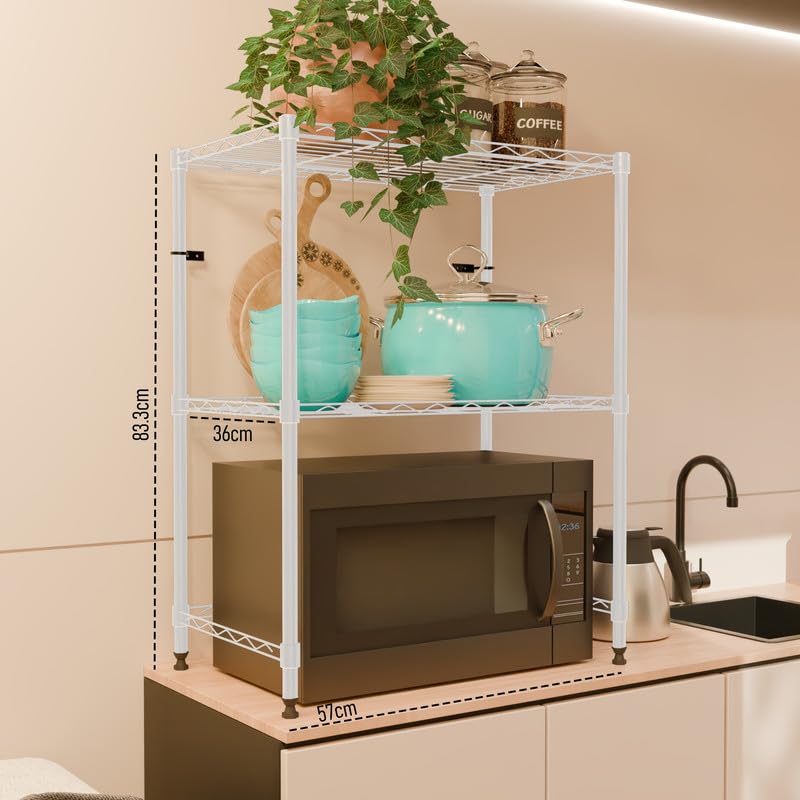 Image of 2-Shelves Microwave Large Heavy Duty Steel Storage Rack | Multipurpose Shelving Unit for Kitchen, Home & Utility A