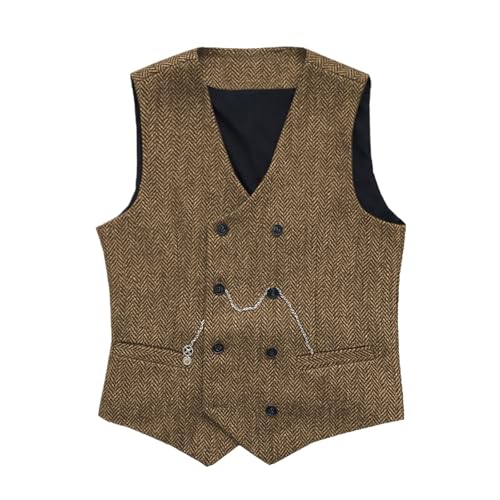 Eauptffy Chaleco de traje para hombre, estilo vintage, corte regular, ropa de calle, boda, novio, banquete, juego de trabajo, corte estrecho, cárdigan moderno, transpirable, parte superior, clásico