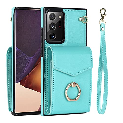 Étui portefeuille en cuir bleu élégant pour Samsung Galaxy S22 Ultra