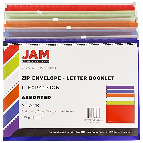 Enveloppe plastique couleur JAM PAPER pour ranger les dossiers