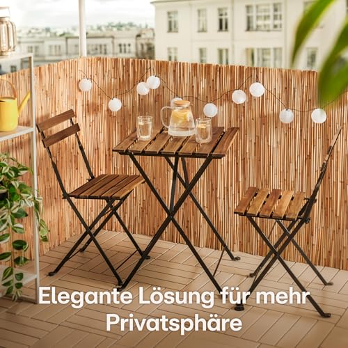 Praknu Schilf Balkon Sichtschutz Holz - FSC® Zertifiziertes, Natürliches Schilf - Einsetzbar Im Innen- Und Außenbereich - Sichtschutz für Garten, Balkon - 100 x 300cm - Zaun Sichtschutz aus Bambus