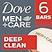 DOVE MEN + CARE Body Soap and Face Bar More Moisturizing Than Bar Soap Deep Clean Effectively Washes Away Bacteria, Nourishes Your Skin 3.75 oz 6 Bars