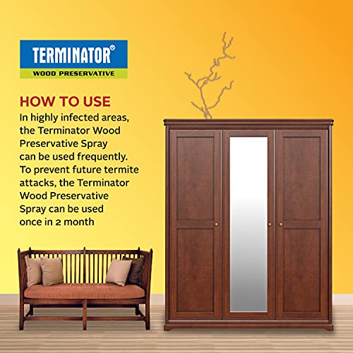 Image of Pidilite Terminator Eco-Friendly Termite Killer Spray TermiteKitchen and Wood Preservative (320 ml) & Terminator Eco-Friendly Wood Preservative and Termite, Borer, Insect Repellant Spray (500 ml)