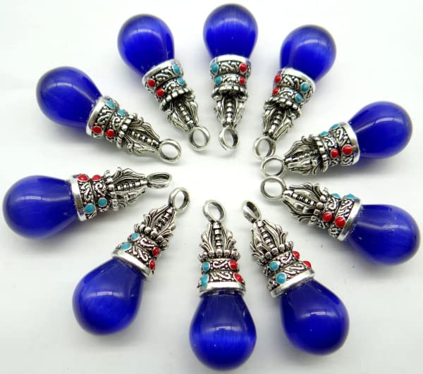 Pendentif pierre naturelle quartz et œil de tigre pour création bijoux x12