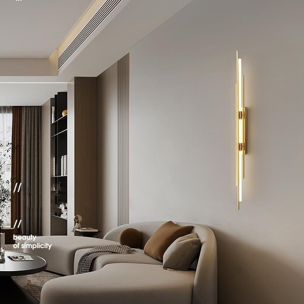 ASerZenith Modern Led Linear Wall Lamp Long Strip Wall Sconce Gold Tube Bar Industrial Farmhouse Wall Light,40Cm