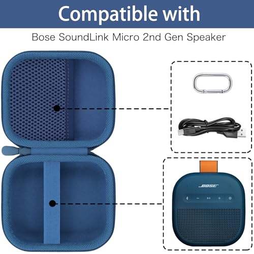 Image of for Bose New SoundLink Micro 2nd Gen Portable Bluetooth Speaker Hard Protective Case, Portable Travel Case with Carabiner (Twilight Blue) - co2CREA