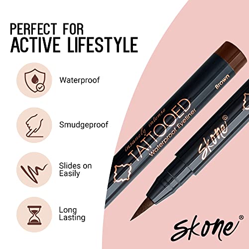 Skone Cosmetics Delineador Líquido Waterproof Intenso Marrón miniatura 3