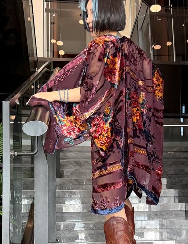 Image of MJ SERECA Women's Casual Long Velvet Kimono