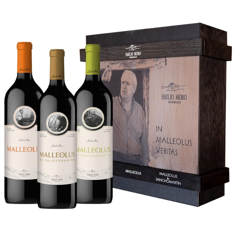 Emilio Moro - Estuche In Malleolus Veritas | Ribera del Duero | 3x Tempranillo Crianza | Malleolus Valderramiro Sanchomartín | Cofre Madera Edición Especial