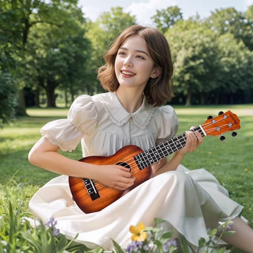 Image of AODSK Soprano Ukulele 21 inchSunburst Beginner Kit-Bag,Strap,Picks&Tuner
