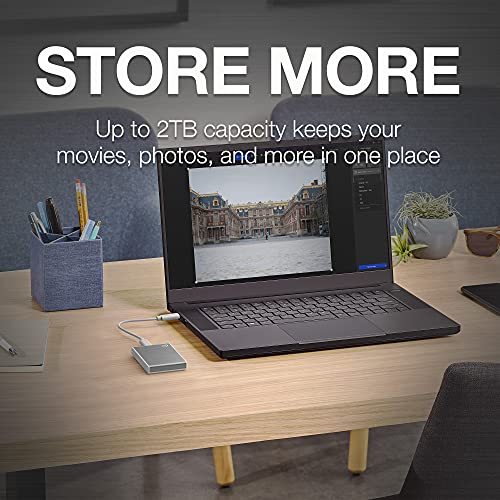 Image of Seagate One Touch 2TB External SSD up to 1030 Mb /s, for Windows and Mac, with Android App, 3 yr Data Recovery Services, Portable SSD Silver, 6 Month Mylio Create (STKG2000401)