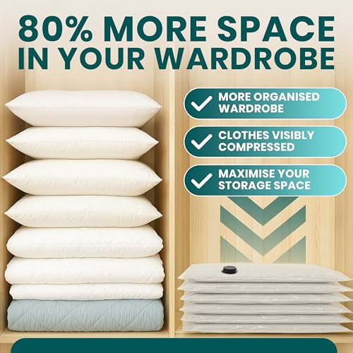 myHodo Vacuum Storage Bags 14-Pack (Mixed Bag Sizes, L-XXL) – Versatile Space Saver Sacs for Clothes, Duvets & Bedding, Durable Double Zip Seal, Easy-to-Use, Smart Compression Solution for Textiles