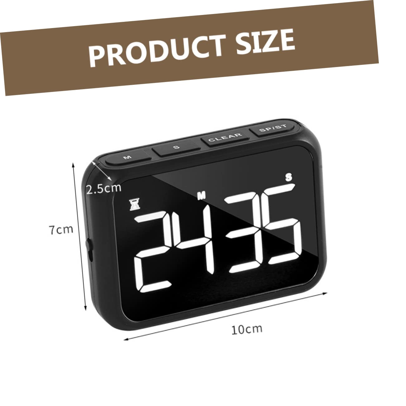 OUNONA 3 Pezzi Sveglia display led countdown batterie ricaricabili Temporizzazione creckers orologi colorato timer degli esami degli studenti timer di cottura Acciaio inossidabile Black