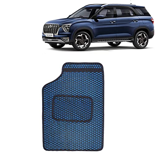 Image of Kingsway Dotted Design Car Floor Foot Mats Universal Fit for Hyundai Alcazar, Model Year : 2021 Onwards, Water and Dustproof, Color Blue, Set of 5 Pieces