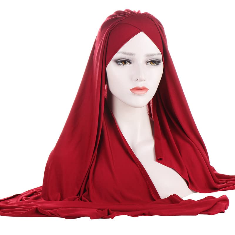 Hijab Musulmano In Un Pezzo Con Cappello – Sciarpa Morbida 165x58 Cm, In Poliestere Traspirante, Adatta A Tutte Le Stagioni, Colori Eleganti Per Donna
