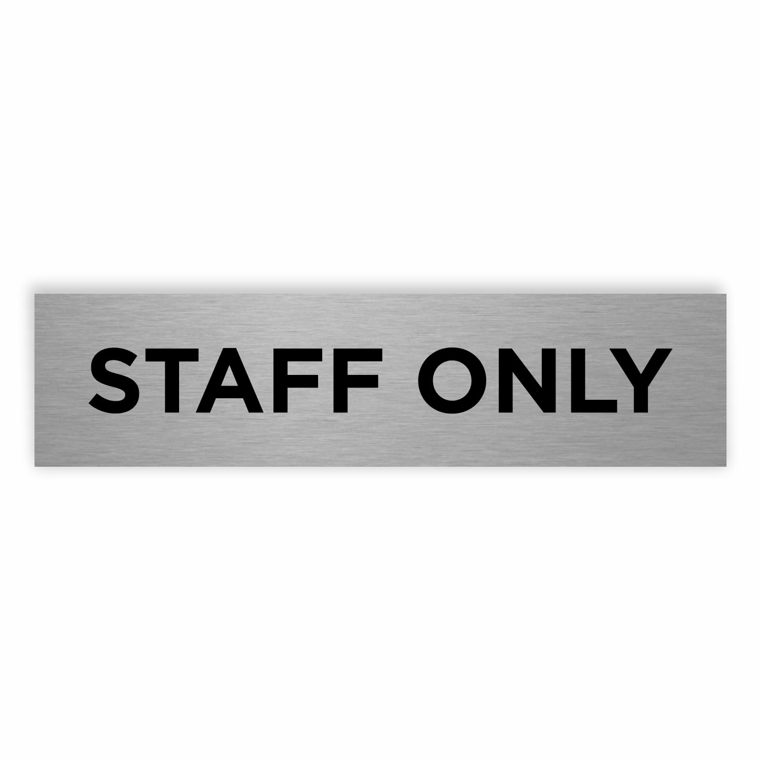 Slimline Aluminium Staff Only Door Sign from ViroDisplay® - Brushed Silver - 200 x 50mm - Durable Printed Surface - Self-Adhesive Fixing