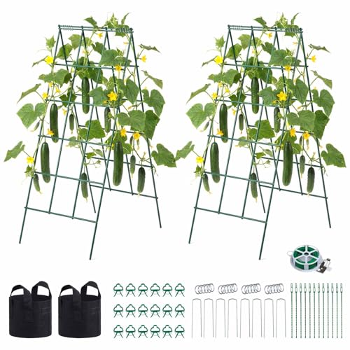 VEVOR Enrejado para Pepinos para Bancales Elevados, 1170 x 460 mm, Paquete de 4 Piezas, Soporte para Plantas Trepadoras, en Forma de A, Metal, para Vides Tomates Flores Calabacín Berenjena Judía Verde
