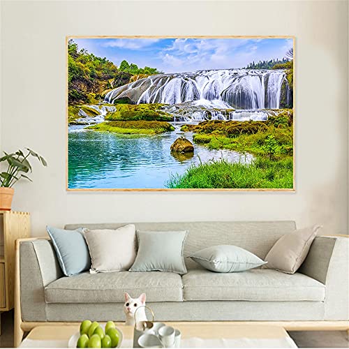 Diamond painting ruisseau de montagne 5D pour décorer le salon avec un tableau fait maison en strass