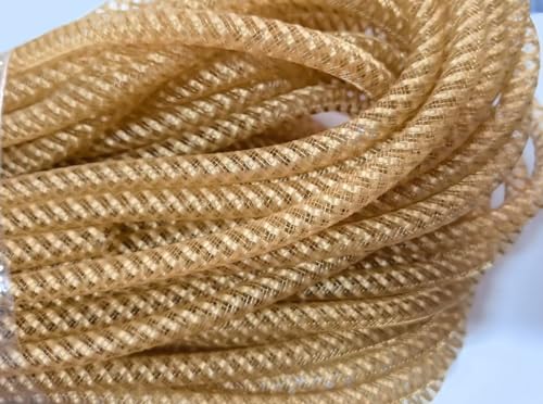 YYCRAFT Burlap Mesh Tube Deco Flex for Wreaths Cyberlox CRIN Crafts 8mm 3/8 Inch x 25 Yards,Natural