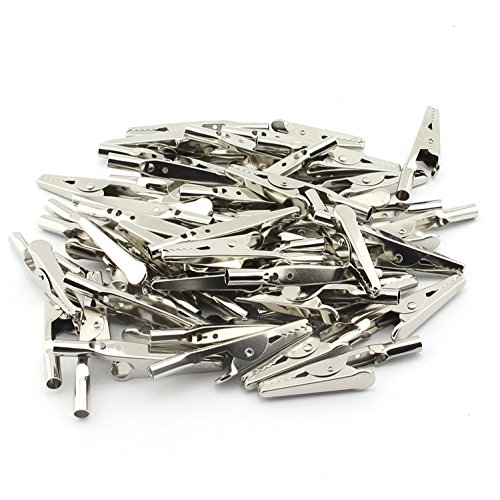 TOTOT 50PCS Alligator Clips Test Crocodile Clamps 51mm Silver Tone