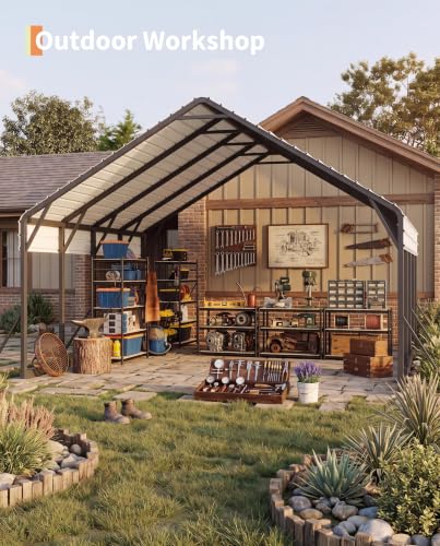 Image of GarveeLife 20 ft x 20 ft x13 ft Metal Carport for 2 Cars