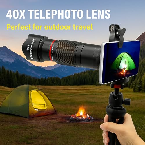 Image of 40X Zoom Telephoto Lens Kit for Smartphones, HD Camera Lens with Tripod, iPhone Samsung Compatible