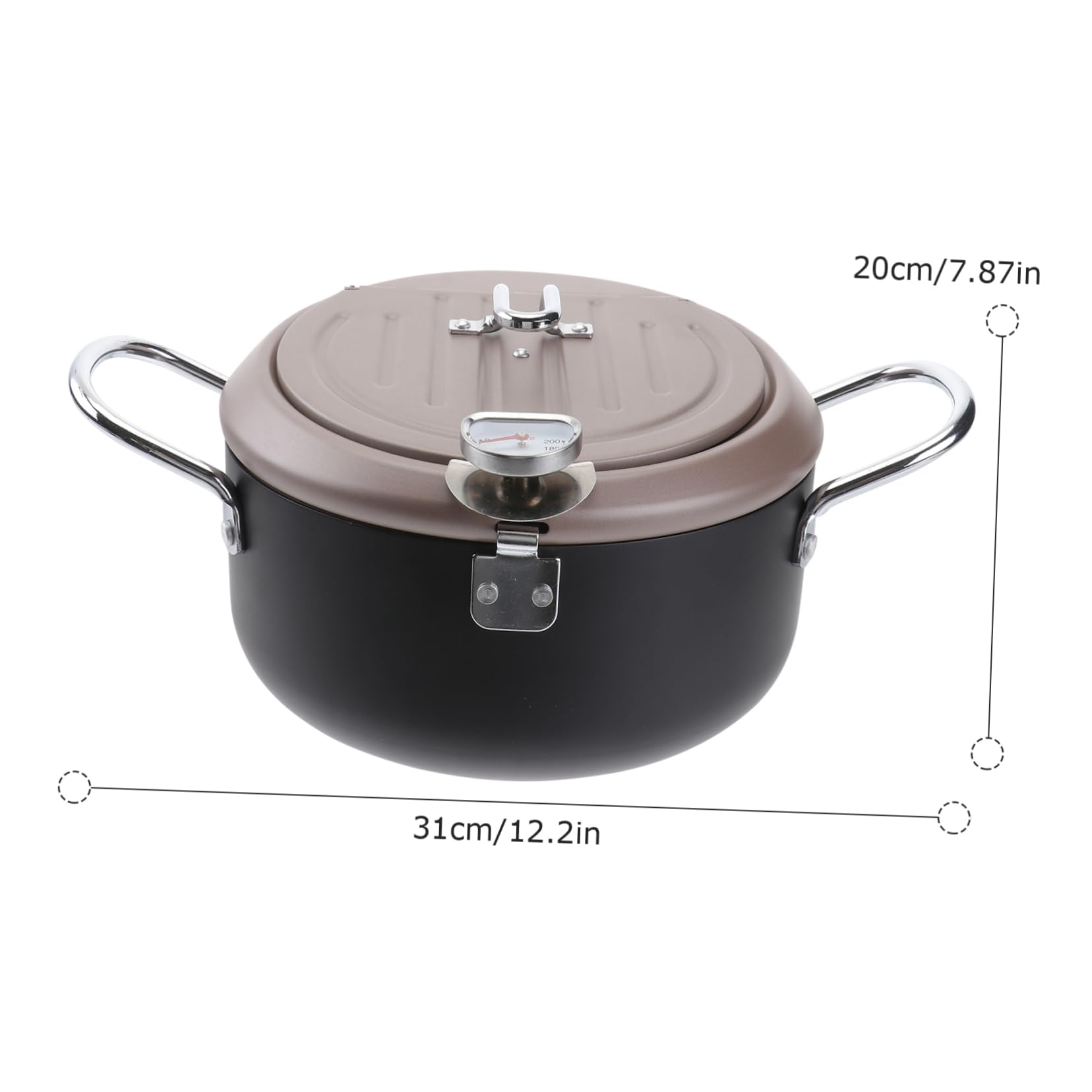 ULTECHNOVO Japanese Style Fryer Pan with Oil Filter Holder Tempura Frying Pot with Thermometer Lid Easy Pour Spout for Gas and Electric Stoves for Fried Chicken and Tempura