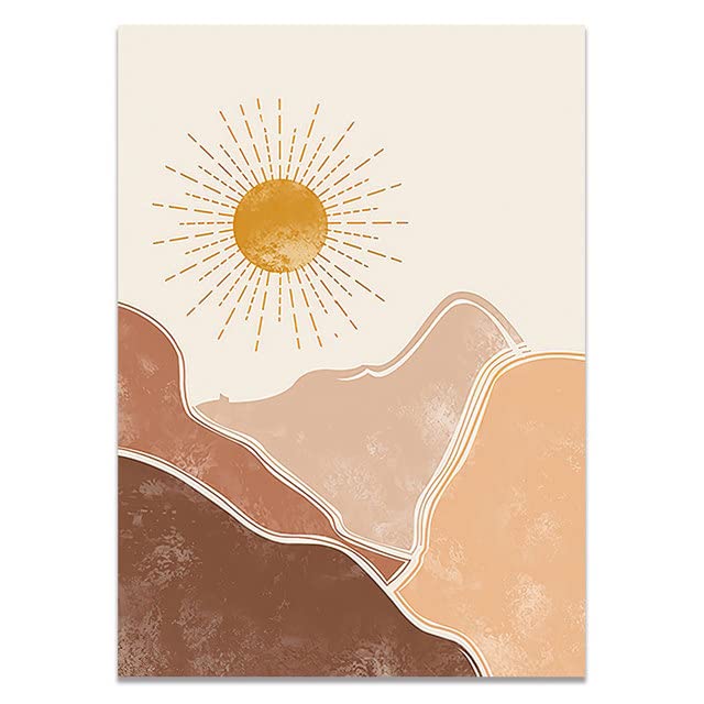 Abstract Sun Art Print Boho Poster Woman Bundle Line Canvas Posters Painting Beige Pictures Gallery...