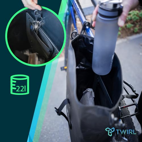 Twirl Fahrradtasche für Gepäckträger Single, 22 Liter, mit Tragegriff, Schultergurt und herausnehmbarer kleinen Innentasche, Gepäckträgertasche, Fahrrad Tasche hinten, schwarz