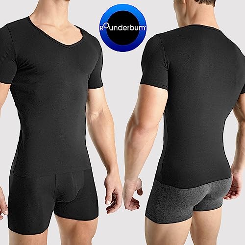 Rounderbum Men’s Padded Tech Shoulder T-Shirt – Stealth Muscle Tee with Removable Pads for Enhanced Delts, 1 Color2