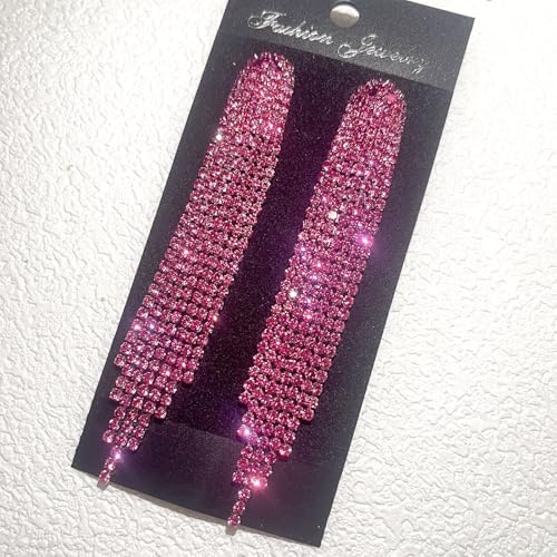 Silver Prom Earrings for Women Rhinestone Tassel Earring Sparkly Long Crystal Cz Drop Earrings Wedding Party Prom Earring Bow Rhinestone earring Party Jewelry Gifts for Women4