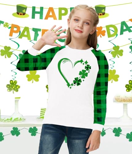 Image of Remimi Girls Thanksgiving Shirts Buffalo Plaid Raglan Tee Cute Turkey Holiday Party Long Sleeve Tshirt 5-14 Years
