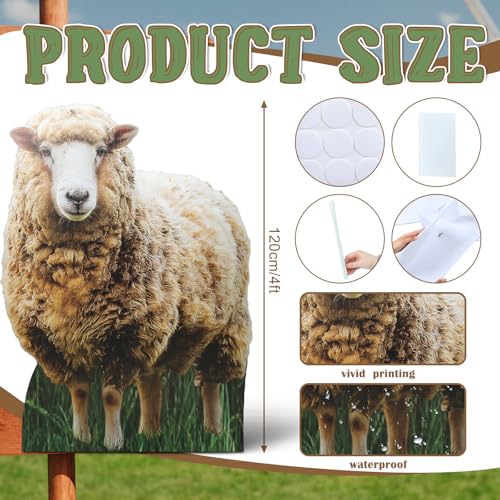 Image of 4 ft Sheep Cardboard Cutout Stand-up Lifesize Religious Sheep Backdrop Photo Props for Farm Theme Birthday Party Easter Nativity Scene Bible School Birthday Party Decorations