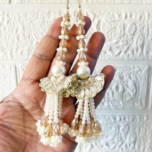 Image of Adikala Craft Store Handmade Ethnic Latkan Tassel Set of 2 for Saree Pallu, Blouse, Suits, Dupatta, Lehenga Decor (Metal Mirror)