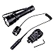 WindFire C8 Tactical Hunting Light Cree Xm-l T6 Led 1600lm 5 Modes 18650 Battery Flashlight +Pressure Switch & 45°Side Picatinny Mount Rail Offset Ring Side Mount for Hunting Fishing (No Battery)