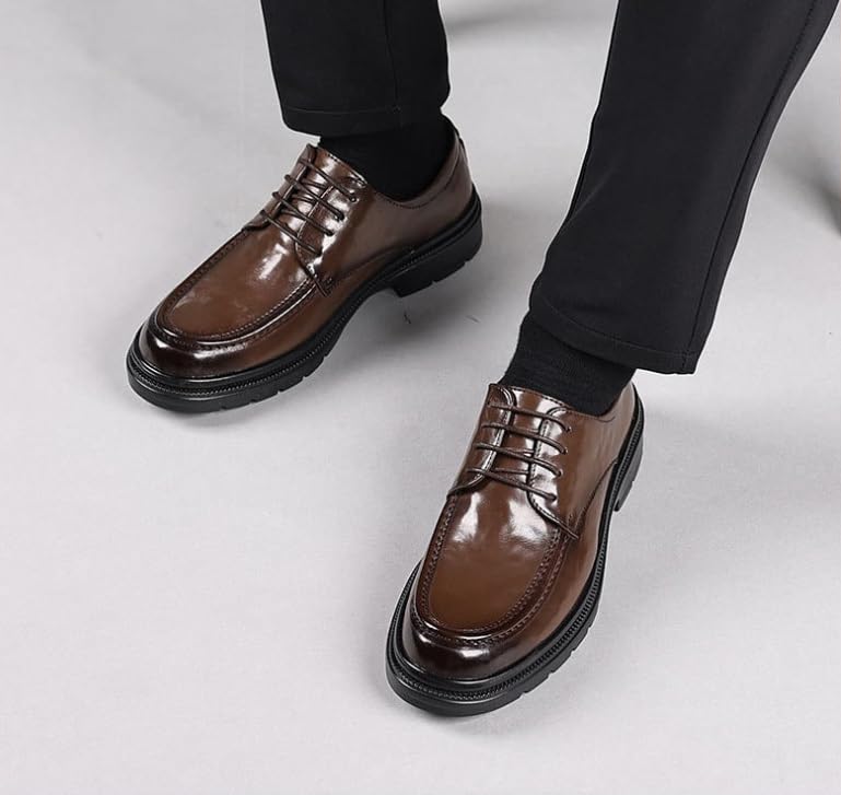 Men's Retro Oxfords Softsole Walking Business Comfort Shoes Round-Toe Casual Lace-Up Leather Dress Shoes4