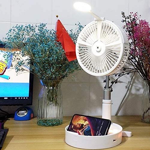 ZQQ Portable Humidifying and Moisturizing Spray Fan USB Charging Desktop Portable Folding Fan (Pink) (Color : White)