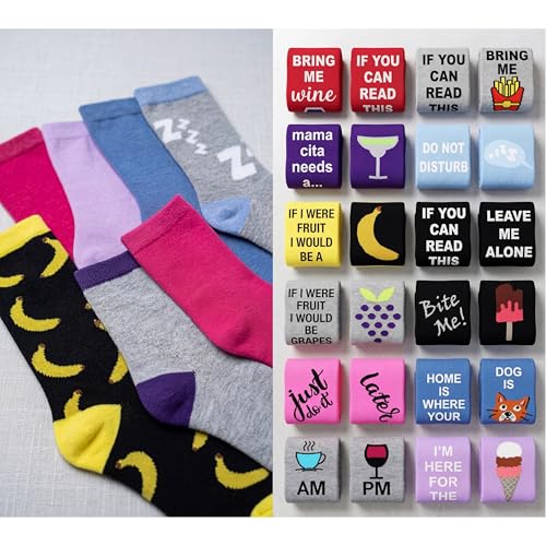 Image of Tipi Toe Women's Fun Patterned Dress Socks, 12-Pack Lightweight Colorful Crew Socks, Casual Novelty Assorted Designs