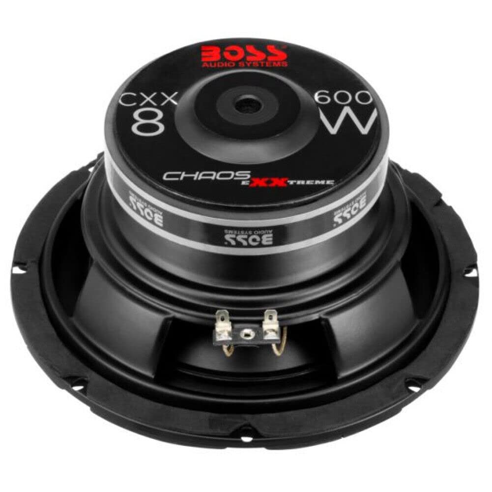1 subwoofer CHAOS AUDIO SYSTEMS CXX8 da 20 cm 200 mm 8" singola bobina da 4 ohm da 300 watt rms 600 watt max 83 db sospensione in gomma, 1 pezzo