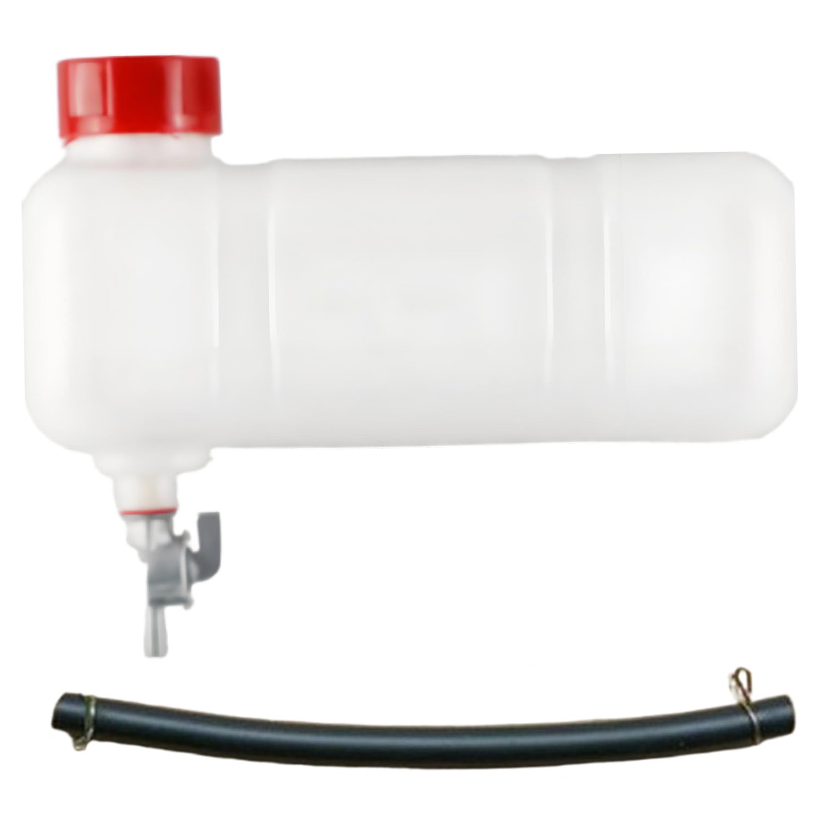 Serbatoio dell'acqua e carburante con tubo dell'olio e ugello per tosaerba, bianco
